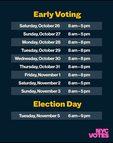 2025 General Election Early Voting Schedule